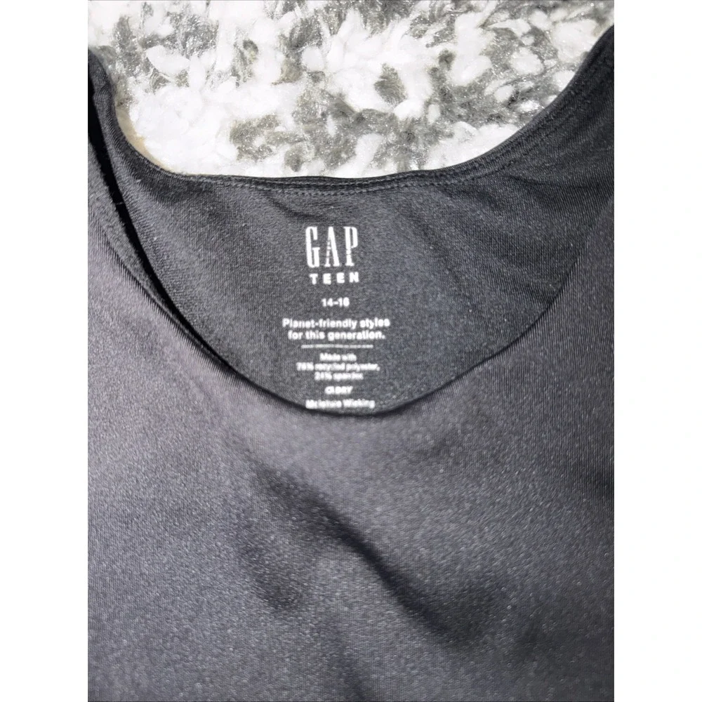 Gap Teen‎ Tank Top Girls 14-16 Black Cropped Moisture Wicking Athletic Gym